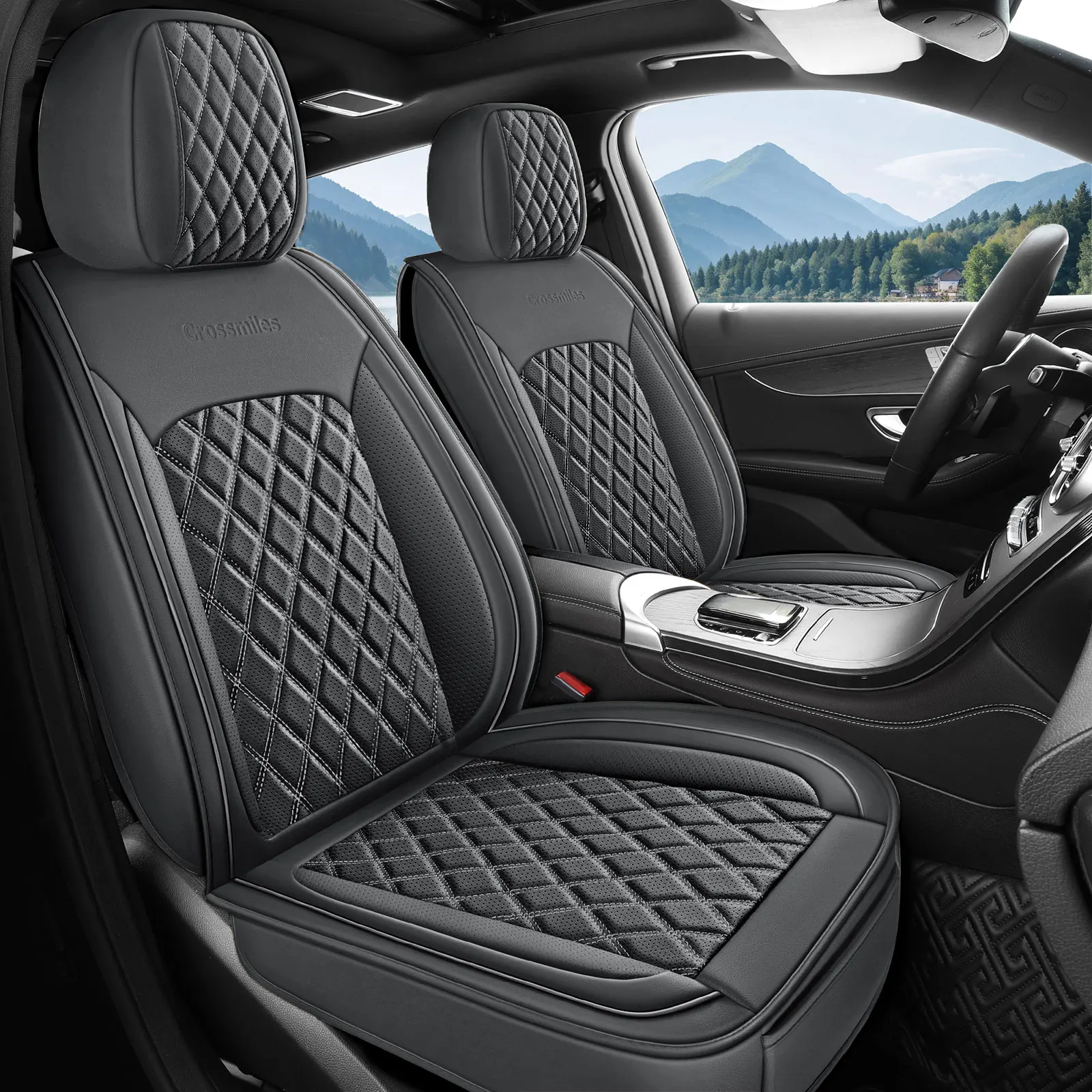 Premium Waterproof Leather Car Seat Covers Full Set - Image 2