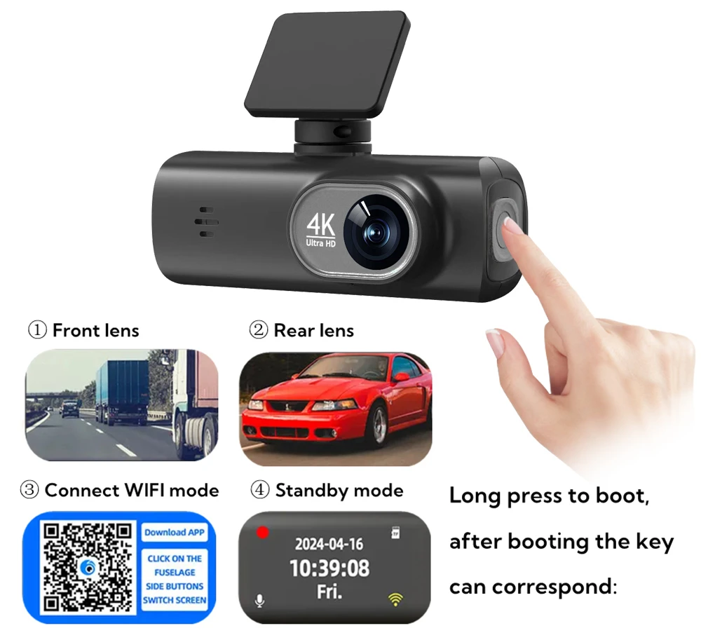 UHD 4K WiFi Dash Cam Dual Lens - Image 3