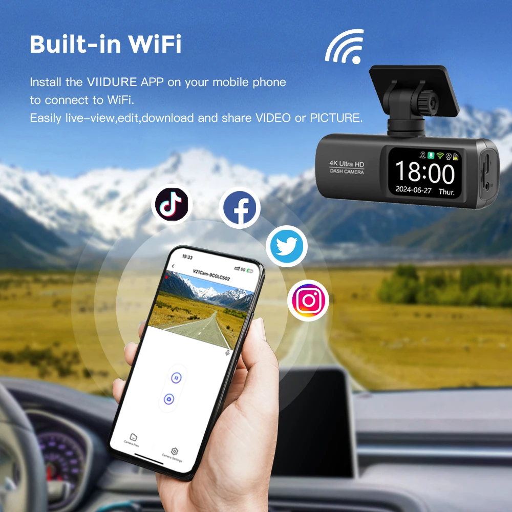 UHD 4K WiFi Dash Cam Dual Lens - Image 6