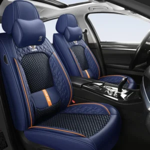 Luxury Nappa Leather & Ice Silk 5-Seat Car Seat Covers