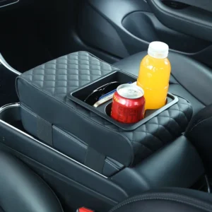 Universal PU Leather Car Armrest Cushion with 2 Cup Holders