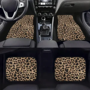 Luxury Leopard Print Car Floor Mats Set