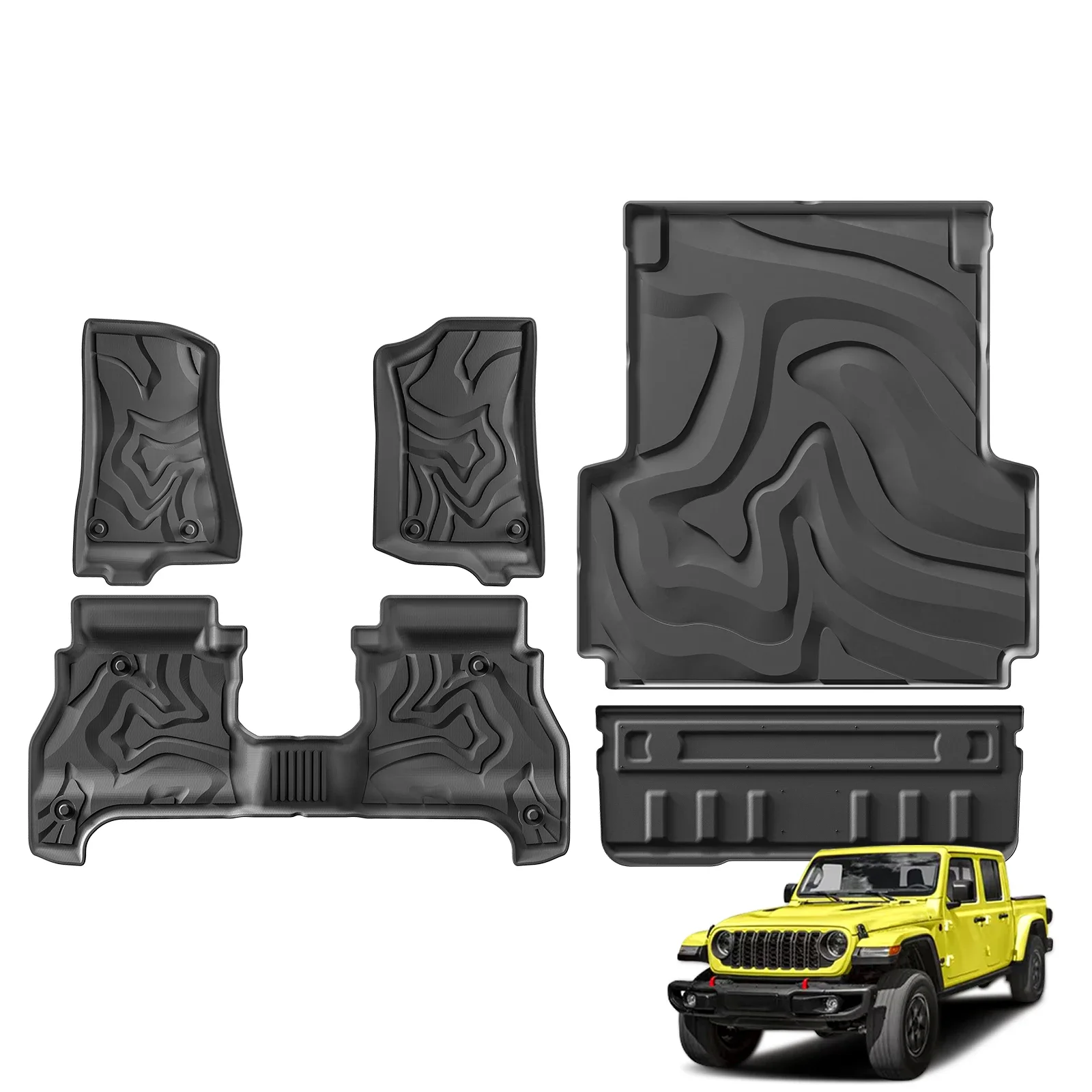 Premium TPE Truck Bed Mat & 3D Floor Liner for Jeep Gladiator JT Pickup