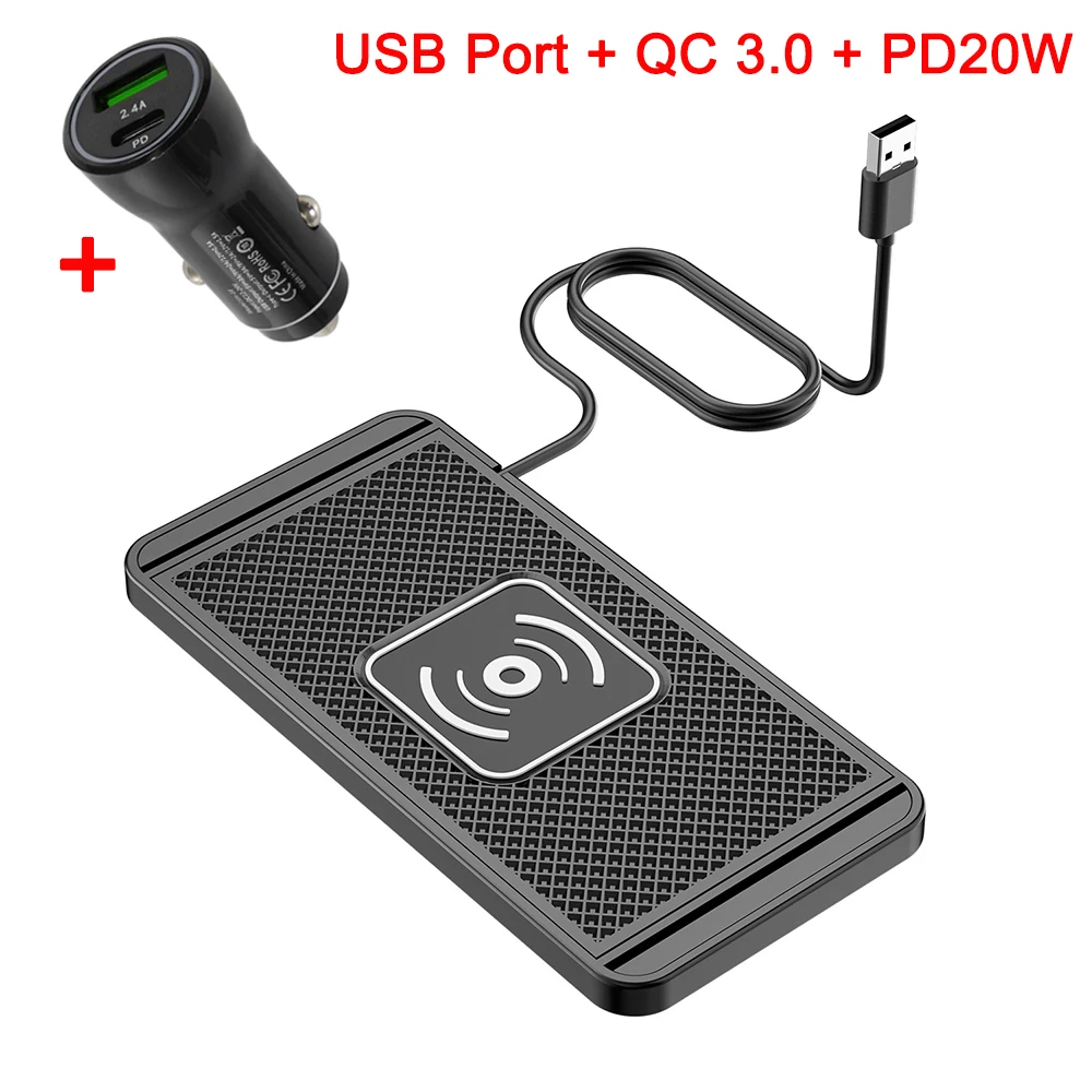 Magnetic wireless charging pad charging a smartphone on a desk for home and office use.
