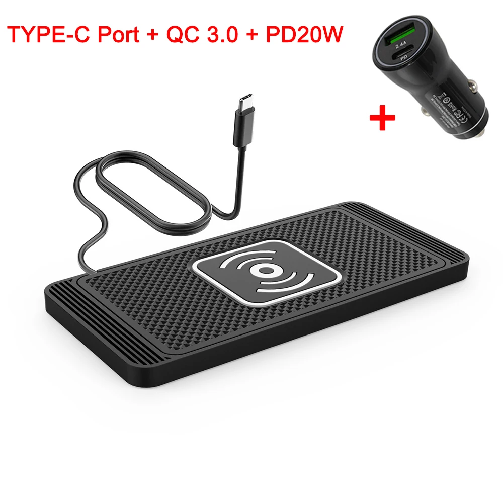 Magnetic wireless charging pad charging a smartphone on a desk for home and office use.