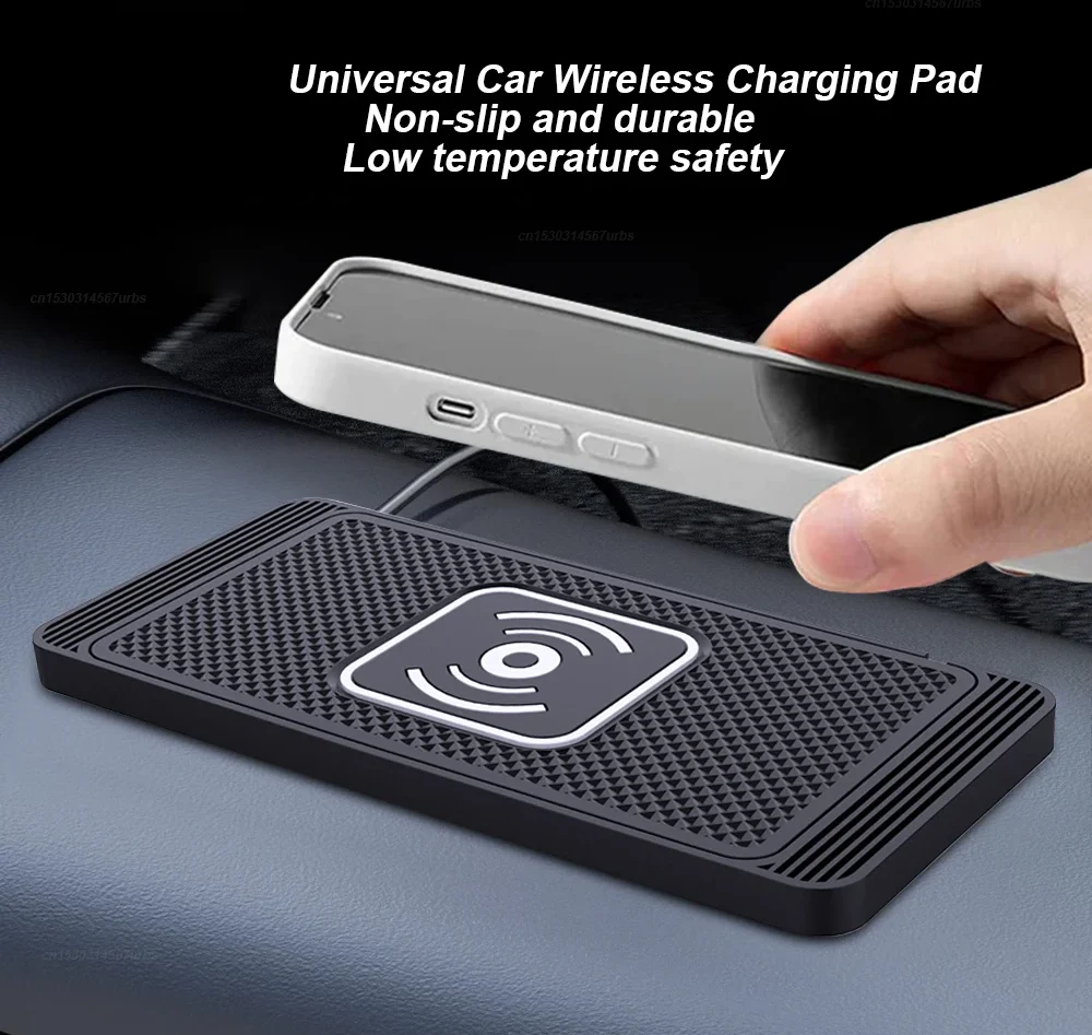 Magnetic wireless charging pad charging a smartphone on a desk for home and office use.